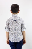 Erkek Çocuk Katlanır Kollu Çiçekli Slim Fit Gömlek - 3