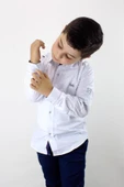 Erkek Çocuk Kendinden Desenli Uzun Kol Gömlek - 2