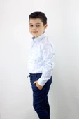 Erkek Çocuk Katlanır Kollu Kareli Slim Fit Gömlek - 1
