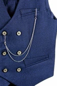 Erkek Çocuk Çift Sıra Düğmeli Zincili Yelek Takım - 3