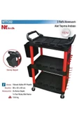 Nt Tools 3 Raflı Alet Taşıma Arabası Aksesuarlı Yüksek Kalite Pp Plastik Nttc02 95x43x83 Cm. - 2