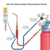 Kasweld Alev Geri Tepme Valfi Oksijen Kaynak 3006 O Gaz Şalome Tüp Hamlaç Regülatör Lülesi 20 Bar - 2