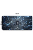 SonicTouch Çip Devre Desenli Kaymaz Gaming Oyuncu Masaüstü Dikişsiz Klavye Mouse Pad 32x70Cm - 2