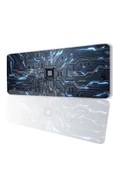 SonicTouch Çip Devre Desenli Kaymaz Gaming Oyuncu Masaüstü Dikişsiz Klavye Mouse Pad 32x70Cm - 1