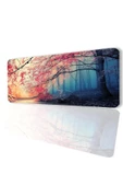 SonicTouch Gün Işığı Kiraz Ağacı Ormanı Temalı Kaymaz Gaming Oyuncu Masaüstü Dikişsiz Klavye Mouse Pad 32x70Cm - 1