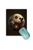 SonicTouch Kahverengi Miki Fare Ying Yang Temalı Kaydırmaz Gaming Oyuncu Dikişsiz Mouse Pad/Ped 17x21cm - 1