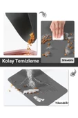 MAtGo Pati Evcil Hayvan Beslenme Matı Kemik Figürlü Su Geçirmez Kaymaz Gri Kedi Köpek Mama Paspası 50x70cm - 2