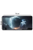 SonicTouch Göklerin Ay Yıldızı Şimşek Temalı Kaymaz Gaming Oyuncu Dikişsiz Klavye Mouse Pad 32x70Cm - 2