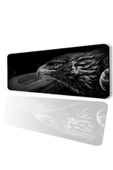 SonicTouch Kara Kartal Stad Temalı Kaymaz Gaming Oyuncu Masaüstü Dikişsiz Siyah Beyaz Klavye Mouse Pad 32x70Cm - 1
