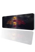 SonicTouch Aslan Yıldız Temalı Kaydırmaz Gaming Oyuncu Masaüstü Dikişsiz Sarı Kırmızı Klavye Pad 32X70Cm - 1