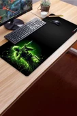 SonicTouch UltraGrand Siyah ve Neon Yeşili Savaşçı Dikişsiz Xxl Gaming Oyuncu Masaüstü Klavye Mouse Pad 40x90Cm - 3