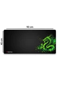 SonicTouch UltraGrand Siyah Neon Yeşili Ejder Dragon Dikişsiz Xxl Gaming Oyuncu Masaüstü Klavye Mouse Pad 40x90Cm - 2