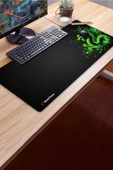 SonicTouch UltraGrand Siyah Neon Yeşili Ejder Dragon Dikişsiz Xxl Gaming Oyuncu Masaüstü Klavye Mouse Pad 40x90Cm - 3