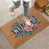 Valerine Life Pudra Rengi Güller Welcome Kapı Önü Paspası 45x70cm - 1