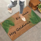 Valerine Life Tropikal Palmiye Yaprağı Evimize Hoş Geldiniz Kapı Önü Paspası 45x70cm - 1