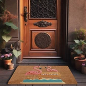 Valerine Life Pembe Flamingo Çifti Welcome Kapı Önü Paspası 45x70cm thumbnail 3