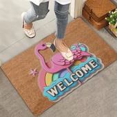 Valerine Life Gökkuşağı ve Flamingo Welcome Kapı Önü Paspası 45x70cm thumbnail 1