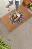 Valerine Life Renkli Tüyler ve Kuş Temalı Welcome Kapı Önü Paspası 45x70cm thumbnail 1