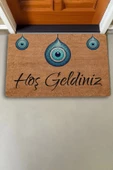 Valerine Life Bize Nazar Değmesin Üçlü Nazar Boncuğu Hoş Geldiniz Kapı Önü Paspası 45x70cm - 2
