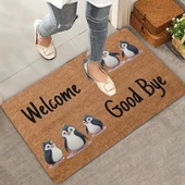 Valerine Life Penguen Welcome ve Good Bye Kapı Önü Paspası 45x70cm - 1