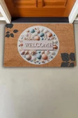 Valerine Life Midye Kabuklu ve Yaprak Desenli Welcome Kapı Önü Paspası 45x70cm - 6