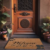 Valerine Life Ceviz Yaprağı Welcome Kapı Önü Paspası 45x70cm - 3