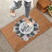 Valerine Life Pudra Kasımpatı ve Tavus Kuşu Tüyleri Welcome Kapı Önü Paspası 45x70cm - 1