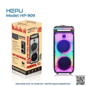 HEPU HP-909 2X8'' 30CM KABLOSUZ 1 EL MİKROFON ŞARJLI MÜZİK KUTUSU & MEVLÜT ANFİSİ - 1