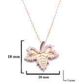 Zirkon Taşlı Rose Yaprak Şekilli Gümüş Kolye GK-304 - 3