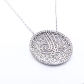 Zirkon Taşlı Tuğralı Gümüş Kolye GK-305 thumbnail 4