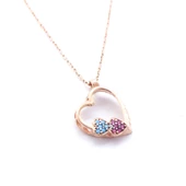 Zirkon Taşlı Rose Kalp Şekilli Gümüş Kolye GK-307 - 4