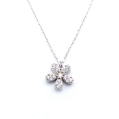Zirkon Taşlı Çiçek Model Gümüş Kolye GK-309 thumbnail 1