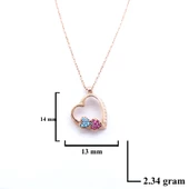 Zirkon Taşlı Rose Kalp Şekilli Gümüş Kolye GK-307 - 3