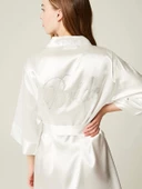 Gelin Sabahlık Saten Taşlı Bride Yazılı Ekru thumbnail 1