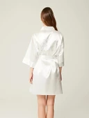 Gelin Sabahlık Saten Taşlı Bride Yazılı Ekru thumbnail 3