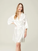 Gelin Sabahlık Saten Taşlı Bride Yazılı Ekru thumbnail 2