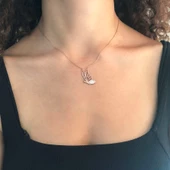 Zirkon Taşlı Rose Kelebek Model Gümüş Kolye GK-312 thumbnail 3