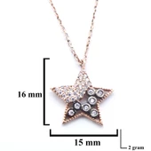 Zirkon Taşlı Rose Yıldız Model Gümüş Kolye GK-314 - 4