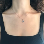 Zirkon Taşlı Rose Yıldız Model Gümüş Kolye GK-314 - 2