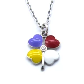 Renkli 4 Yapraklı Yonca Model Gümüş Kolye GK-258 thumbnail 1