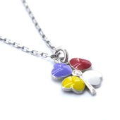 Renkli 4 Yapraklı Yonca Model Gümüş Kolye GK-258 thumbnail 4