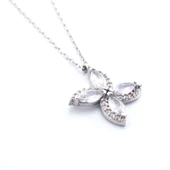 Zirkon Taşlı Çiçek Şekilli Gümüş Kolye GK-336 thumbnail 4