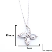 Zirkon Taşlı Çiçek Şekilli Gümüş Kolye GK-336 thumbnail 3