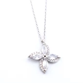 Zirkon Taşlı Çiçek Şekilli Gümüş Kolye GK-336 thumbnail 1