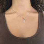 Zirkon Taşlı Su Damlası Gümüş Kolye GK-337 thumbnail 2