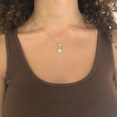 Zirkon Taşlı Çiçek Model Gümüş Kolye GK-338 thumbnail 2