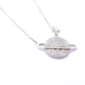 Zirkon Taşlı Satürn Model Gümüş Kolye GK-339 thumbnail 4