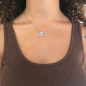 Zirkon Taşlı Satürn Model Gümüş Kolye GK-339 thumbnail 2