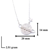 Zirkon Taşlı Satürn Model Gümüş Kolye GK-339 thumbnail 3