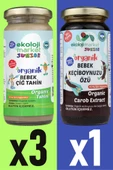 Organik Çiğ Tahin 230 gr (3 Adet) + Organik Keçiboynuzu Özü 290 gr - 1